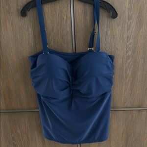 Catalina Blue Ruched Bustier Swim Camisole Bandeau Tankini